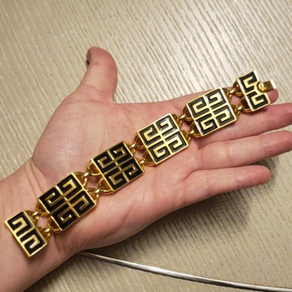 Givenchy Vintage 4G Logo Bracelet 1977 Gold-Plated Collector - Picture 1 of 16